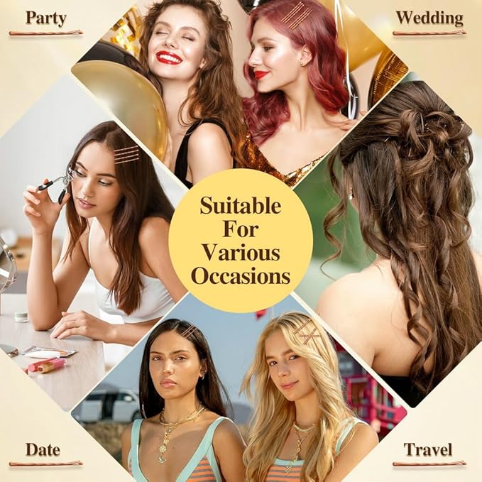 330 PCS Rose Gold Bobby Pins for Women Girls, 2.17 Inch Long Super Grip Blonde Hair Pins with Box