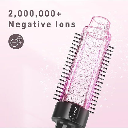 1.5 Inch Thermal Brush Blowout with 5 Temp Settings, Universal Voltage Hair Curling Iron, Ceramic Ionic Thermal Round Curling Brush Suitable for Medium and Long Hair, Rose Gold