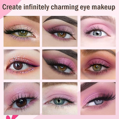 18Colors Purple Pink Nude Shimmery Eyeshadow Palette Makeup,Light Purple Mauve Glitter Sparkly Highly Pigmented Eye Shadow Long Lasting Waterproof Naturing-Looking Blendable for Beginners