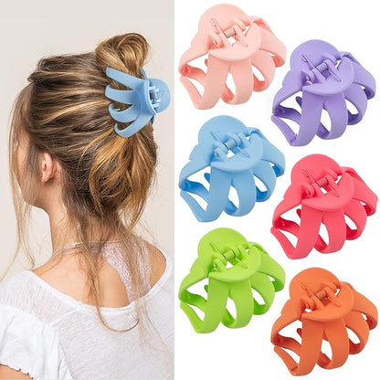 2.8 Medium Matte Hair Claw Clips for Thin Hair, 90' Strong Hold Non-slip Neutral Octopus Jumbo Hair Accessories for Women and Girls (Shiny)
