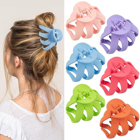 2.8 Medium Matte Hair Claw Clips for Thin Hair, 90' Strong Hold Non-slip Neutral Octopus Jumbo Hair Accessories for Women and Girls (Shiny)