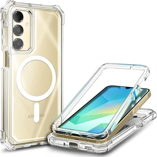 Designed for Samsung Galaxy A16 5G/4G Phone Case, Magnetic Compatible with MagSafe, [Raised Corners Drop Protection] Shockproof Protective Bumper Cover (Clear)