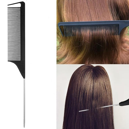 5Pcs Slick Hair Brush Set with 2Pcs Topsy Hair Tail Tool 1Pcs Bristle Teasing Hair Brushes 1Pcs Edge Brush 1Pcs Rat Tail Comb Woman,Girls,Hair Flyaways Styling,Edge&Back Combing biack
