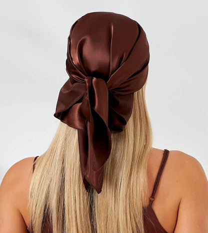 35" Satin Head Scarf Large Square Scarf Silk Feeling Fashion Hair Wrapping Scarves for Women Girls
