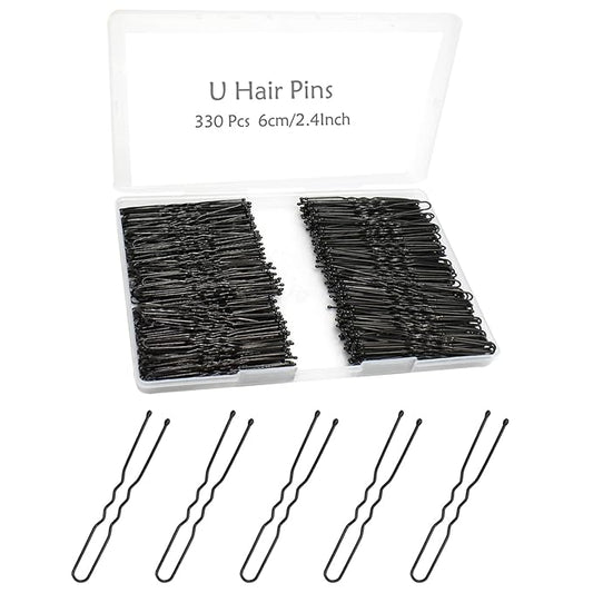 330 Count U Shaped Hair Pins for Buns, YINGFENG 2.4 inch Bun Pins Black Hair Pins for Women Girls with Storage Box, Hair Accessories for All Hair Types