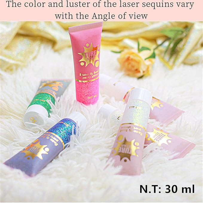 Go Ho Chameleon Baby Pink Body Glitter Gel,Color Changing Light Pink Face Glitter,Holographic Fine Chunky Sequins Glitters,Reflective Sparkly Festival Rave Accessories