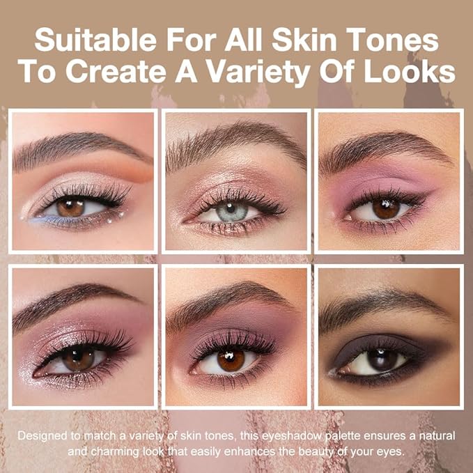 6 Color Eyeshadow Makeup Palette, 6 Nude Champagne Gold Pink Rose Gold Black Brown Mauve Eyeshadows Palette, Everyday Matte Shimmer Finish Eye Makeup Looks,Travel Friendly Size, Built-in Mirror 07#