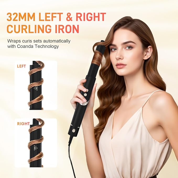 8-in-1 Hot Air Styler&Hair Dryer Brush, Powerful Multi-Styler with Auto-Wrap Curler with Storage Case, Fast Drying Curling Straightening Volumizing Without Heat Damage