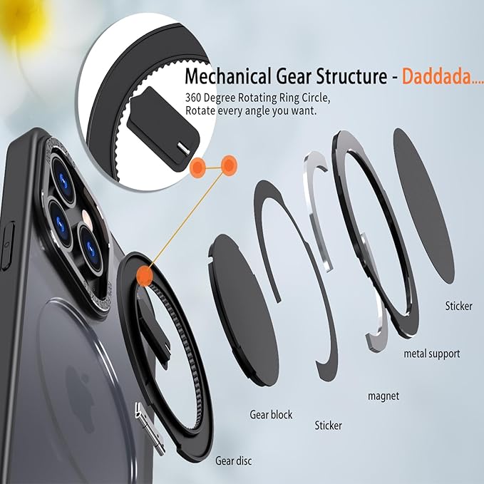 Magnetic Ring Case for iPhone 14 Pro Max,Compatible with MagSafe with 360° Ring Stand Shockproof Protection Cover Case for iPhone 14 Pro Max Black