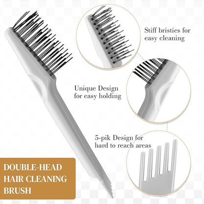 Boao 2 Pieces Hair Brush Cleaning Tool Comb Cleaner Brush Mini Comb Cleaning Hair Remover Tool for Removing Dust Home and Salon Use (Gray, Wood Color)
