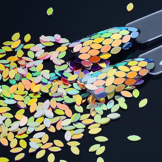 12 Colors Leaf Nail Art Glitter Sequins, Holographic 3D Leaves Nail Art Flakes Designs, Laser Leaf Glitter Acrylic Nails Supplies for Women Girls Manicure Sparkly Decorations, DIY Shiny Crafts