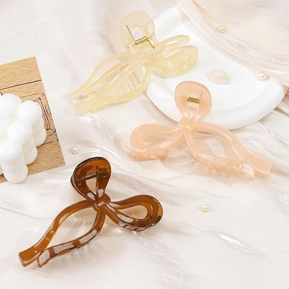 Ayesha Bows Claw Clips 3 Colors Hair Clips for Women Girls Bow Trend Claw Clips for All Hair Types