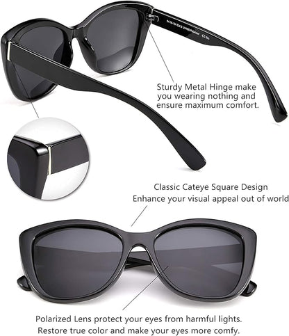 FEISEDY Polarized Vintage Sunglasses American Womens Square Jackie O Cat Eye Sunglasses B2451