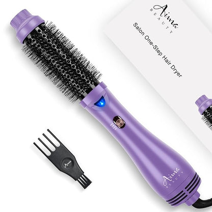 Hot Air Brush, Aima Beauty Salon One-Step Hair Dryer and Volumizer, 4-in-1 Hair Dryer Brush, Hair Styling Tools, Purple-Round