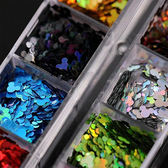 12 Colors Cute Nail Glitter Sequins Nail Art Supplies 3D Holographic Nails Glitters Flakes Glitter Nails Art Stickers Decals Shiny Confetti Face Body Art Glitters Designs Fingernails Art Decoration
