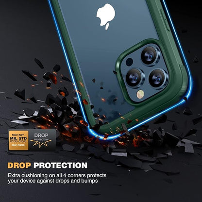 Miracase Designed for iPhone 12 Pro Max Case, Full Body Rugged Case with Built-in Touch Sensitive Anti-Scratch Screen Protector, Soft TPU Case Compatible with iPhone 12 Pro Max 6.7", Dark Green