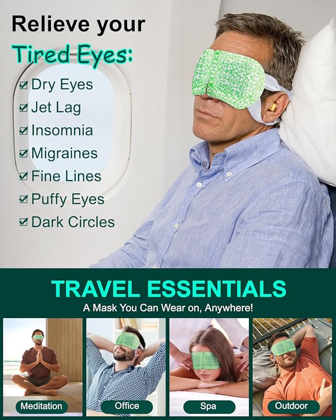 16 Packs Steam Eye Masks for Dry Eyes, SPA Warm Eye Mask, Relief Eye Fatigue Hot Sleep Eye Mask for Puffy Eyes Mask, Disposable Moist Heating Compress Pads for Sleeping, Christmas Gift, Unscented