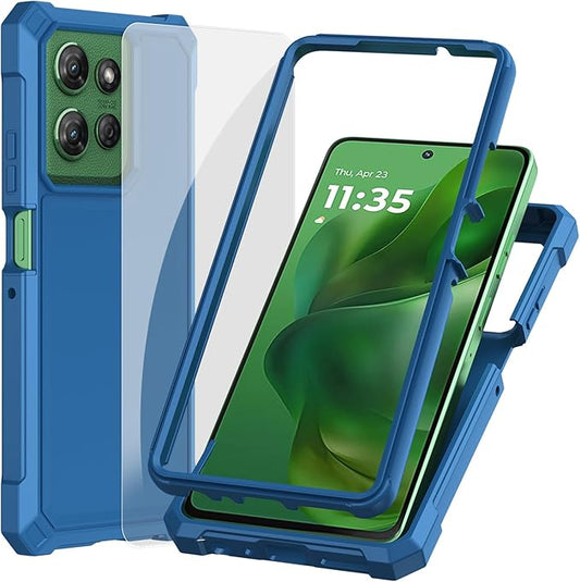 Ailiber for Motorola Moto G Stylus 5G 2025 Cell Phone Case, Moto G Stylus 2025 Screen Protector, Dual Layer Protective, Shockproof Corner TPU Bumper, Slim Silicone Heavy Duty Cell Phone Cover-Blue