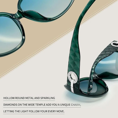 Joopin Big Womens Sunglasses Polarized Trendy Sun Glasses Large Rectangle UV Protection Rhinestone Sunnies