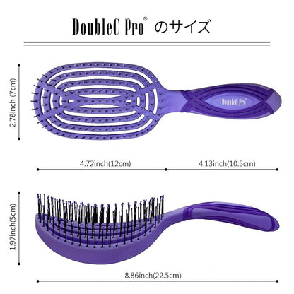 NuWay 4HAIR DoubleC PRO U.S. Patented Double Curved Detangling Brush is Hair Dryer Safe (Hyacinth)
