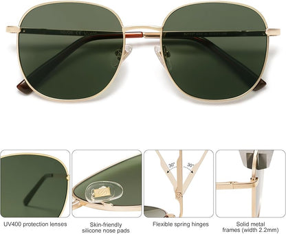 SOJOS Classic Trendy Square Sunglasses for Women Men Cute Big Frame Gold Shades SJ1137