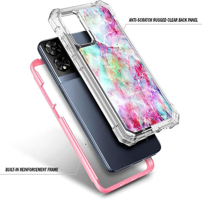 Designed for TCL 50 XE 5G Phone Case, 50 XE NXTPAPER 5G Case with Screen Protector, [Raised Corners Drop Protection] Full-Body Protective Shockproof Rugged Bumper Cover (Marble Fantasy)