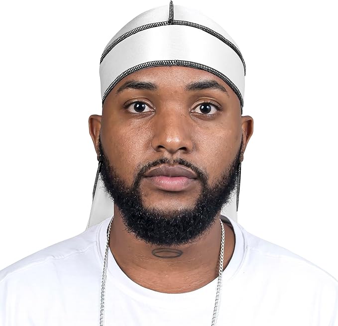 4PCS Silky Durags for Men Women 360 Waves with 1 Wave Cap, Silky Satin Durag Extra Long Tails