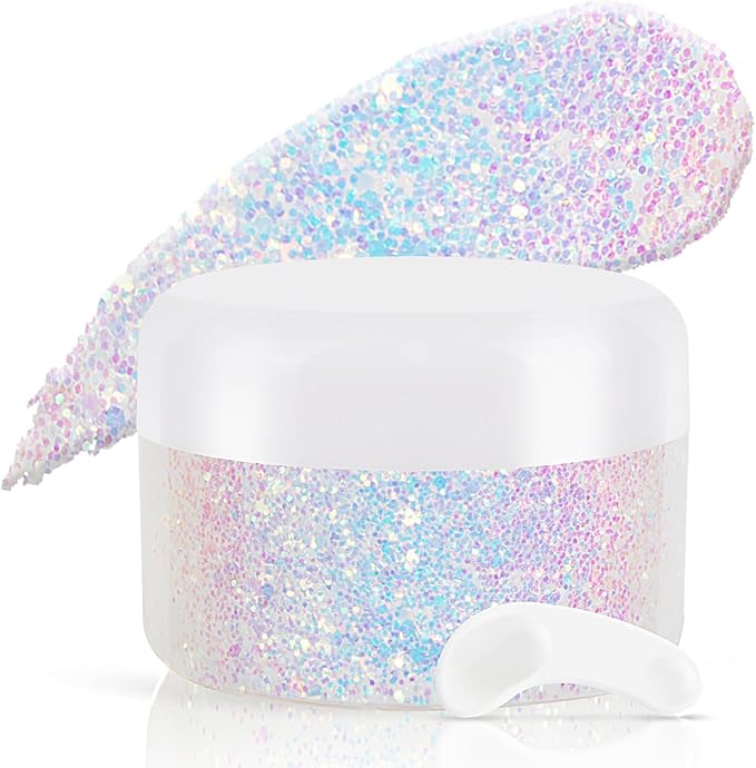 Light Purple Face Glitter Gel,Singer Concerts Music Festival Rave Accessories,Mermaid Body Glitter Gel for Kids,Sequins Glitter Face Eye Lip Hair Makeup,Sparkling Chunky for Women,52ML