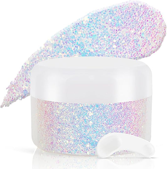 Light Purple Face Glitter Gel,Singer Concerts Music Festival Rave Accessories,Mermaid Body Glitter Gel for Kids,Sequins Glitter Face Eye Lip Hair Makeup,Sparkling Chunky for Women,52ML