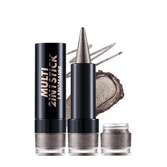 2-in-1 Gradient Eyeliner & Eyeshadow Stick Combo, Shimmer & Matte Cream Eyeshadow Pencil, Waterproof & Smudge-Proof, Long-Lasting Eye Makeup, Metallic & Neutral Shades (#09 Mocha Mist)