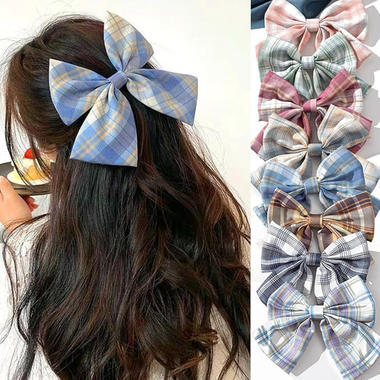 8 PCS Hair Bows for Womens Girls,Bow-knot Hair Clips for Women Thick Hair & Thin Hair,Big Bows Hair Clips,Nonslip Bow Claw Clips for Womens