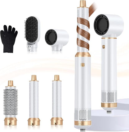 Blow Dryer Brush 5 in 1, Negative Ion Hair Dryer Brush Set Air Styler Curling Wrap Air Curler, Upgrade Hot Air Brush Curling Iron Hair Styling Tools As A Gift for Straight/Curl/Drying/Smoothing
