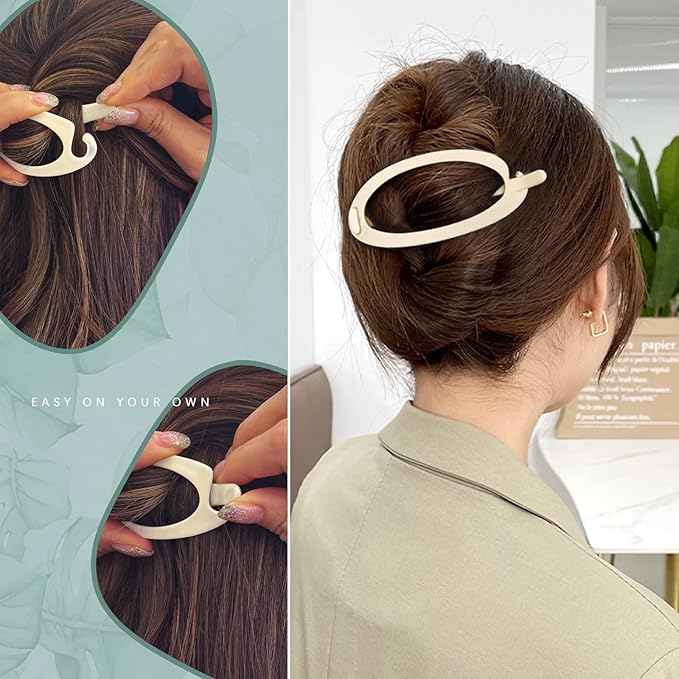 French Concord Hair Clips Claw - 6Pcs Side Slid Flat Hair Clips for Volume Strong Hold No Slip Grip Hair Claw Clips for Women Girls Thick Thin Hair (Matte Oval(Large, 4.7 inches))