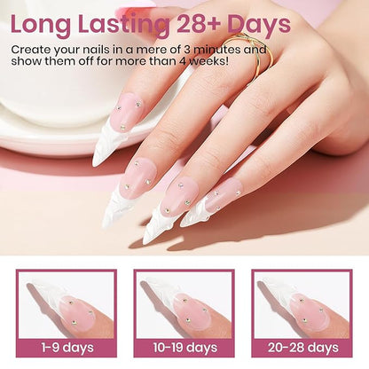 MIZHSE 3D Nail Gel, 2 Pcs 15g 3D Gel Nail Art Sculpting Gel for Nail Art, No Wipe Clear and Milky White Molding Gel for Nails Art Decoration Manicure Charms Home DIY