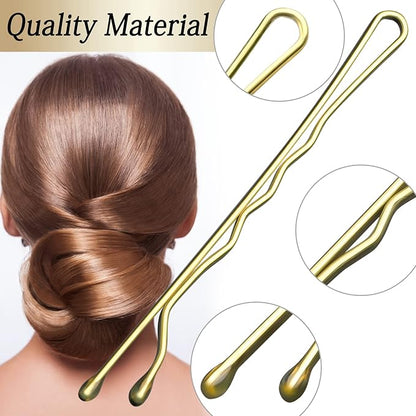 100PCS 2Inches Hair Pins Kit Hair Clips Secure Hold Bobby Pins Hair Clips for Women Girls and Hairdressing Salon With Clear Storage Box(Gold)