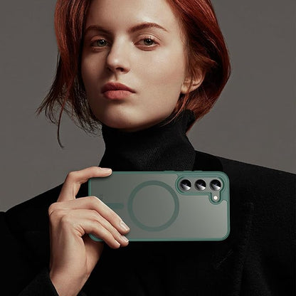 OWKEY for Galaxy S23 Case 6.1'', Magnetic Samsung Galaxy S23 Case for Magsafe with Screen Protector, [Military Grade Protection] Shockproof Phone Cover S23 Case Protective Case for Samsung S23, Green