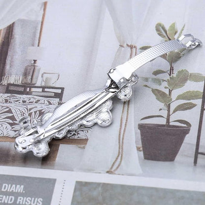 Boho Rhinestone Flower Hair Clip Crystal Floral Cluster Hairpin Barrette Silver Four-leaf Clover Non-Slip Geometric Hair Barrettes Wedding Headpiece Hair Styling Accessories for Women Girls