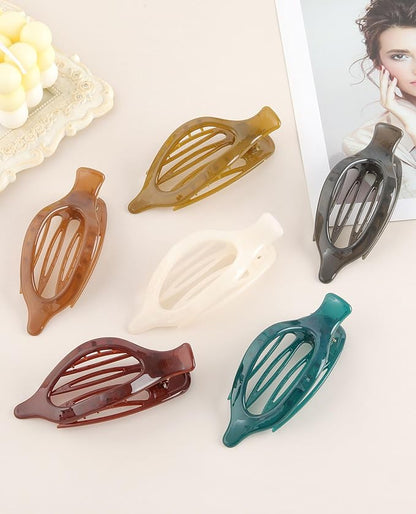 French Flat Hair Clips for Women - 6Pcs Flat Hair Claws for Thin Thick Hair Strong Hold No Slip Grip Hair Claw Clips for Women Girls (Amber (Brown))