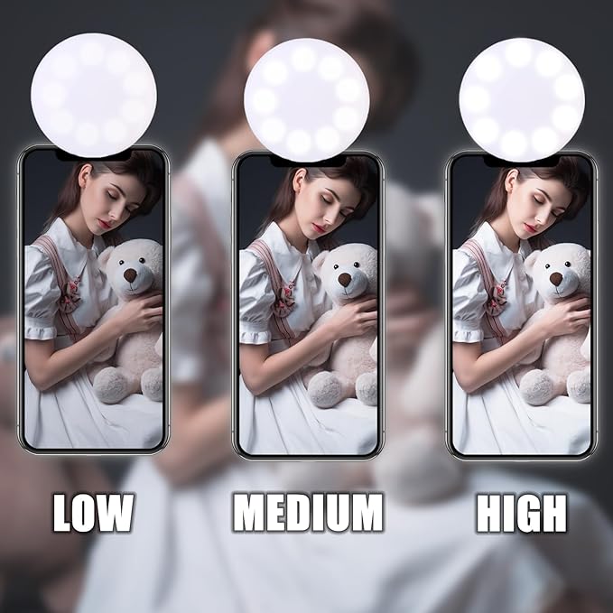 Ring Light of Pocket-Size: Rechargeable Small Ring Light for Phone, Laptop & Makeup - Perfect for Small & Adults, Portable Selfie Light (White)