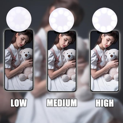 Ring Light of Pocket-Size: Rechargeable Small Ring Light for Phone, Laptop & Makeup - Perfect for Small & Adults, Portable Selfie Light (White)