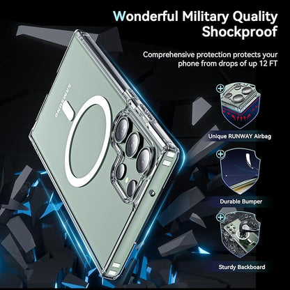 OWKEY for S23 Ultra Case 6.8'', Magnetic Samsung Galaxy S23 Ultra Case for Magsafe, [Shockproof Military] Transparent Back Slim Bumper Cover Phone Case Galaxy S23 Ultra Case, Clear