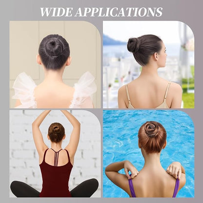 Teenitor Hair Bun Maker Kit and Hair Net, 4 Pcs Medium Hair Donuts For Buns, 10 Pcs Mesh Hair Nets Invisible, 10 Pcs U Shaped Hair Pins for Women, Tan Brown