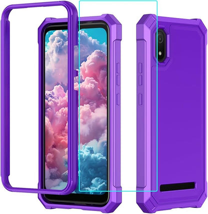 for Cloud Mobile Stratus C8 Case with Screen Protector,Full Body Protection Front PC Back Soft Silicone Bumper,Heavy Duty Protection Shockproof Phone Case for Cloud Mobile Stratus C8 Purple