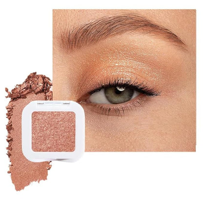 evpct Champagne Gold Shimmer Single Eye shadow Palette Makeup for Older Women, Glitter Sparkly Cream Eye Shadow Palette Brightener for Older Women, High Pigment Waterproof Monochrome Mini Eyeshadow