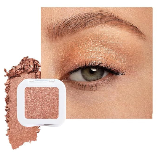 evpct Champagne Gold Shimmer Single Eye shadow Palette Makeup for Older Women, Glitter Sparkly Cream Eye Shadow Palette Brightener for Older Women, High Pigment Waterproof Monochrome Mini Eyeshadow