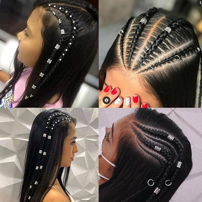 100 PCS Hair Jewels for Braids Silver Dreadlock Beads Loc Accessories Hair Rings for Girls Adjustable Cuffs Iron Braiding Hair Rings Decoration Hair Jewelry for Women
