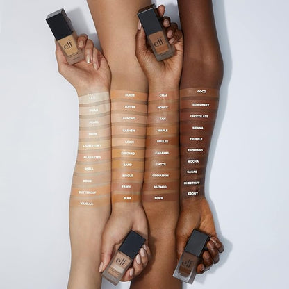 e.l.f. Flawless Satin Foundation, Lightweight & Medium Coverage, Semi-Matte Finish, Vegan & Cruelty-Free, Snow, 0.68 Fl Oz (20mL)