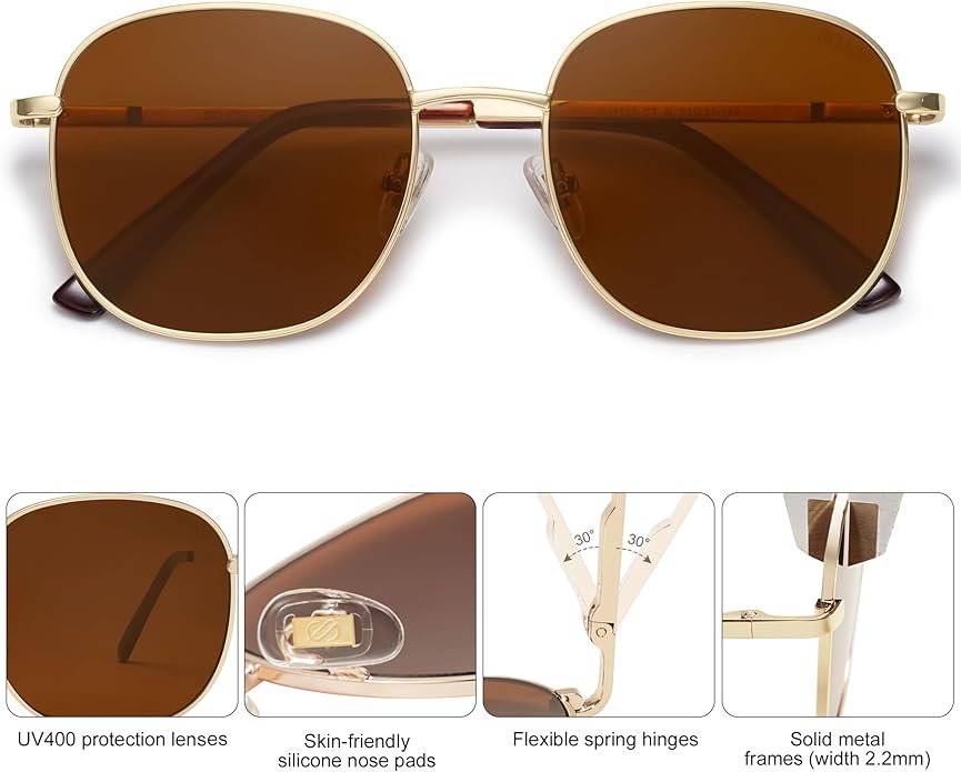 SOJOS Classic Trendy Square Sunglasses for Women Men Cute Big Frame Gold Shades SJ1137