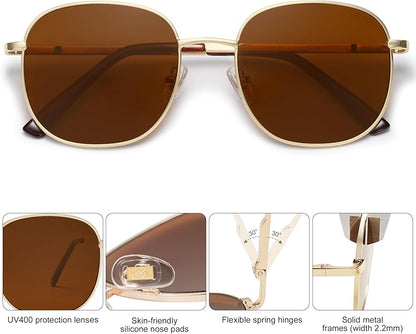 SOJOS Classic Trendy Square Sunglasses for Women Men Cute Big Frame Gold Shades SJ1137