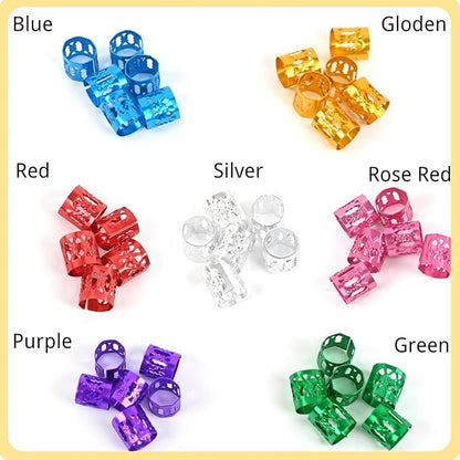 400pcs Hair Jewelry for Braids, Dreadlocks, Beads, Cuffs, Rings & Clips - Colorful Aluminum, Adjustable Metal Hair Accessories for Women & Girls (Multi-colored)